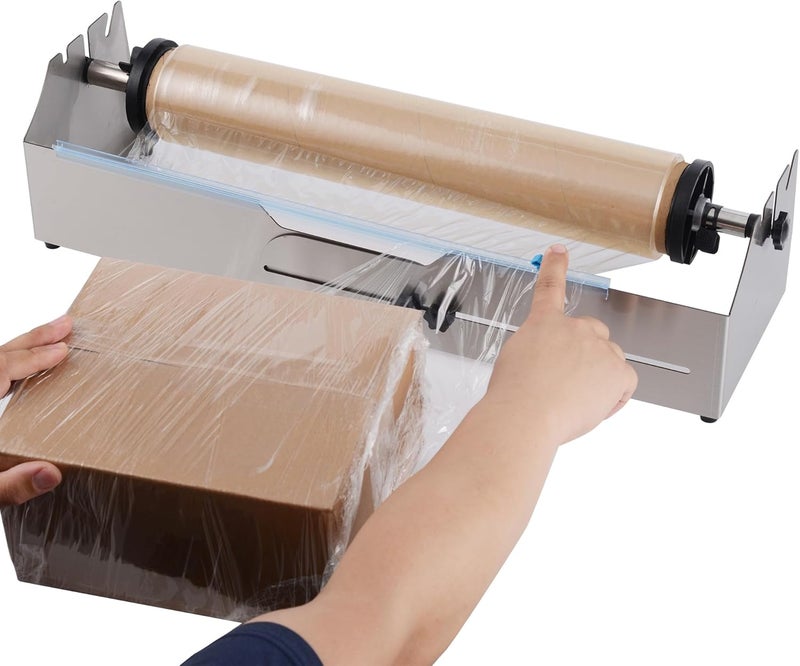 greenaloo Adjustable Tabletop Stretch Film Dispenser with Cutter, Heavy Duty Stainless Steel Wrapper for 16 to 26 Inch Rolls, Ideal for Warehouse and Shipping Use - Image 3